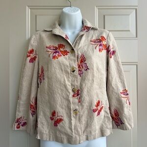 Ricki Freeman 100% Linen for Teri Jon Butterfly Blazer Neiman Marcus size 6